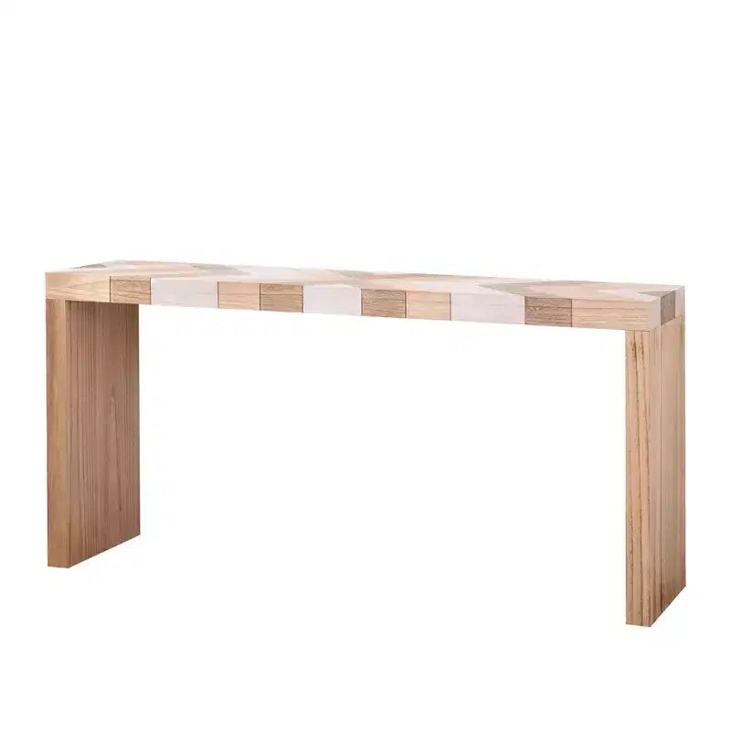 Console en Bois à Motif Chevrons GDFStudio Camden de 157,5 cm avec Plateau Géométrique