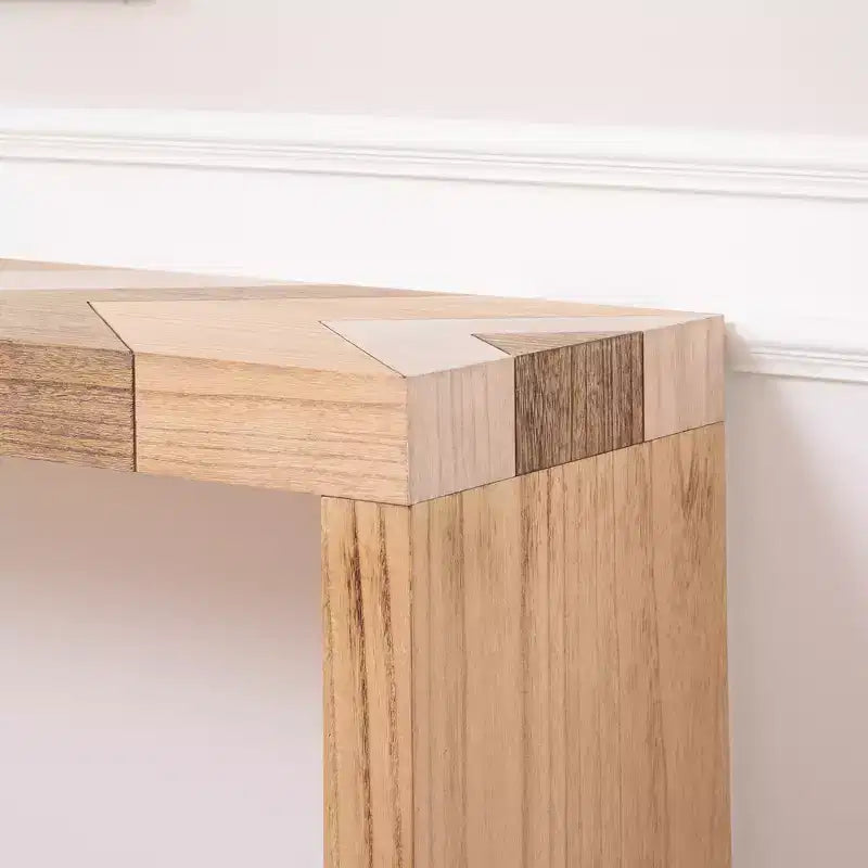 Console en Bois à Motif Chevrons GDFStudio Camden de 157,5 cm avec Plateau Géométrique