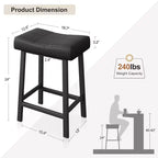 Tabourets de Bar, Lot de 2 ou 4 Chaises de Bar, Tabourets de Bar Selle avec Surface Courbée, Rembourrage Épais de 8 cm, pour Cuisine, Salle à Manger, Café