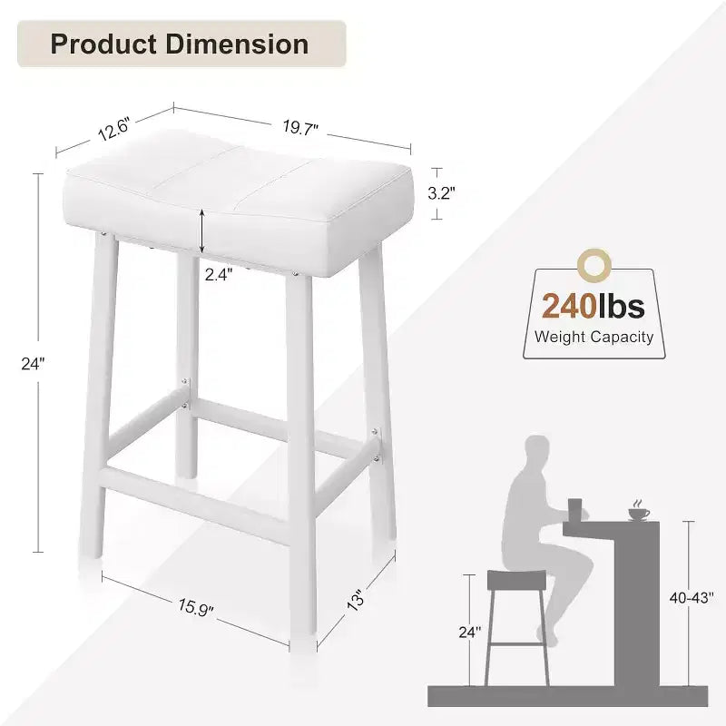 Tabourets de Bar, Lot de 2 ou 4 Chaises de Bar, Tabourets de Bar Selle avec Surface Courbée, Rembourrage Épais de 8 cm, pour Cuisine, Salle à Manger, Café
