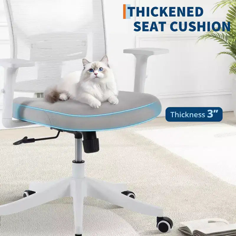 Chaise de bureau ergonomique à dossier haut en maille, accoudoirs relevables, appuie-tête et support lombaire réglables, avec roulettes, pour bureau à domicile