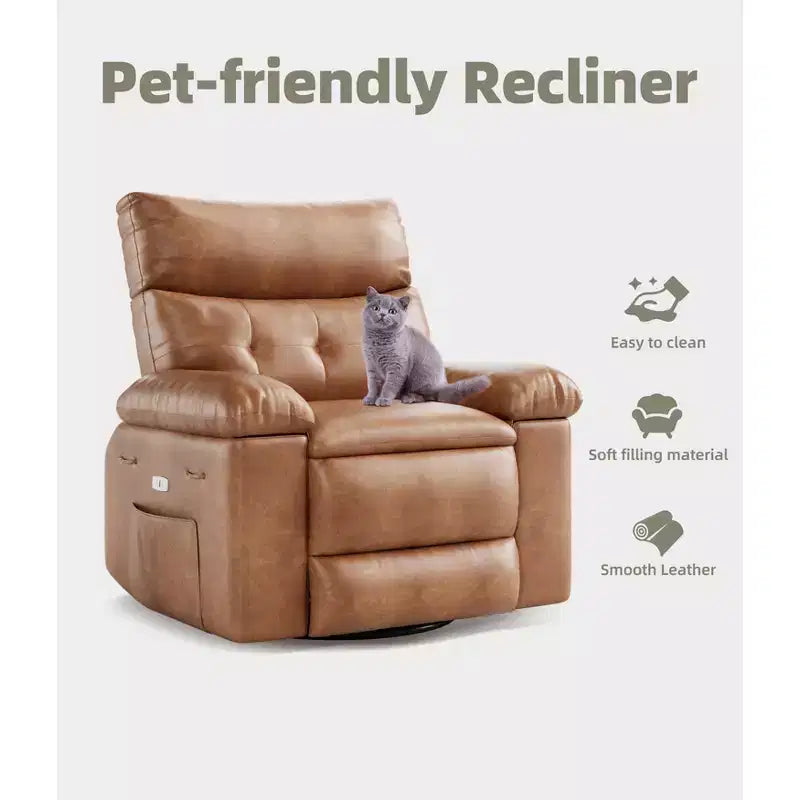 Fauteuil inclinable, pivotant et basculant Acekool avec fonctions chaleur et massage, en similicuir PU, base 360° pour salon ou chambre de bébé