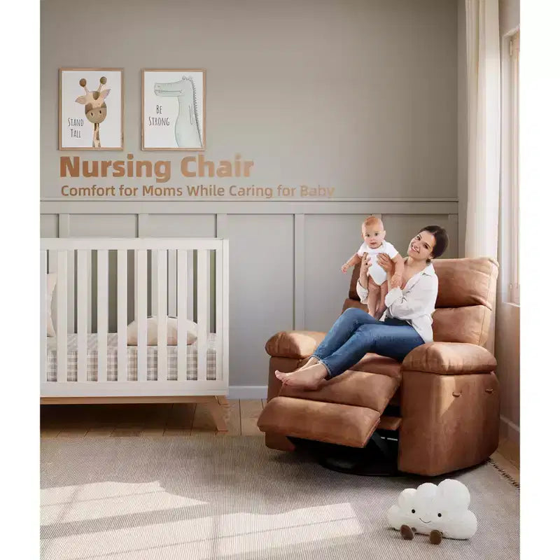 Fauteuil inclinable, pivotant et basculant Acekool avec fonctions chaleur et massage, en similicuir PU, base 360° pour salon ou chambre de bébé