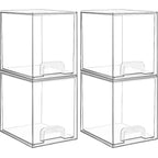 Vtopmart 4 Pack 7.6 H Plastic Clear Stackable Storage Drawers, for Vanity, Bathroom, Kitchen, Cabinet Organization