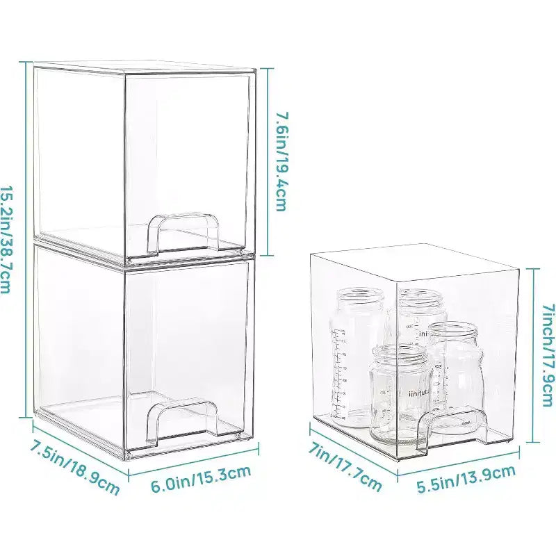 Vtopmart Lot de 4 tiroirs de rangement empilables en plastique transparent de 19,3 cm de haut, pour coiffeuse, salle de bain, cuisine, organisation d'armoires