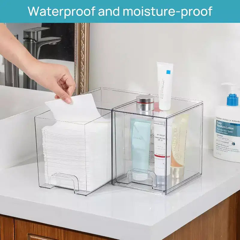 Vtopmart Lot de 4 tiroirs de rangement empilables en plastique transparent de 19,3 cm de haut, pour coiffeuse, salle de bain, cuisine, organisation d'armoires