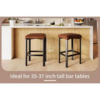 2 tabourets de bar hauteur comptoir, cuir PU avec 2 rembourrages, base en métal robuste, assemblage facile, pour îlot de cuisine et bar, marron