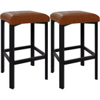 2 tabourets de bar hauteur comptoir, cuir PU avec 2 rembourrages, base en métal robuste, assemblage facile, pour îlot de cuisine et bar, marron