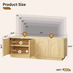 Meuble TV Bestier 63" pour téléviseurs 55/60/65 pouces, console TV 70" avec 2 portes et rangement ouvert, table console basse/moyenne cannelée
