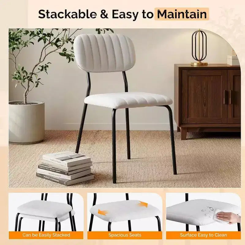 Chaise empilable Karl Home White Comfort avec assise en tissu