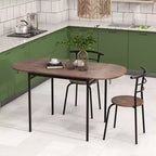 Costway Ensemble table à manger pliable 3 pièces avec 2 chaises, table de coin ovale industrielle