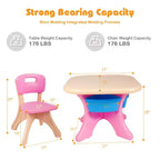 Costway Ensemble Table et 2 Chaises Enfants avec Rangement Rose