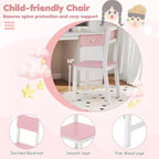Ensemble bureau et chaise pour enfants Costway avec chaise, étagère latérale à 3 niveaux et armoire de rangement