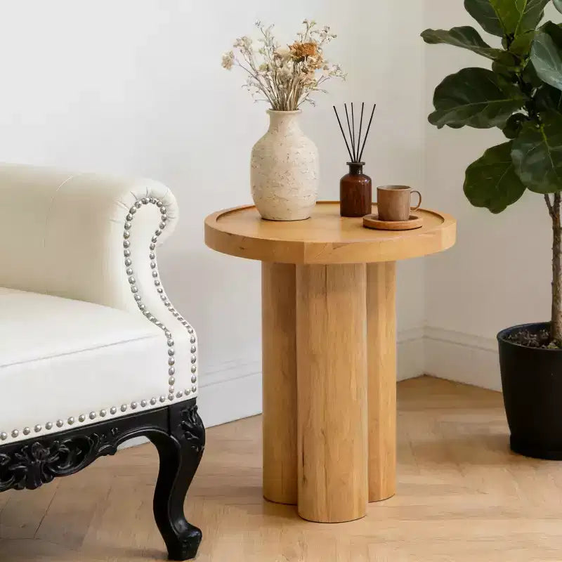 Table d'appoint ronde moderne en bois avec piédestal Christopher Knight Home Nolan