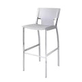HomeRoots Set of Two 25 White and Silver Faux Leather and Metal Low Back Counter Height Bar Chairs