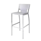 HomeRoots Set of Two 25 White and Silver Faux Leather and Metal Low Back Counter Height Bar Chairs
