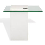 Table d'appoint Sophibeth en béton et verre - Intérieur/Extérieur - SFV2610 - Ivoire/Transparent - Safavieh Couture