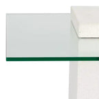 Table d'appoint Sophibeth en béton et verre - Intérieur/Extérieur - SFV2610 - Ivoire/Transparent - Safavieh Couture