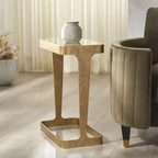 Table d'appoint en métal forgé Viktor - SFV9547 - Laiton/Transparent - Safavieh Couture