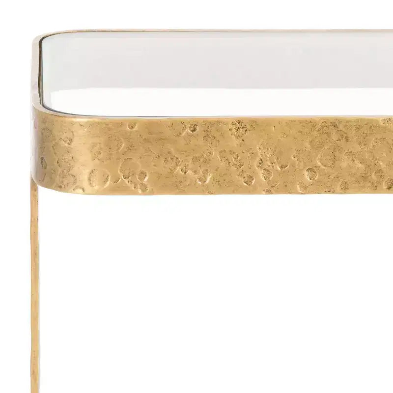 Table d'appoint en métal forgé Viktor - SFV9547 - Laiton/Transparent - Safavieh Couture