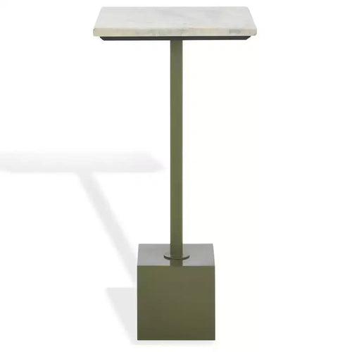 Albertelli Marble Top Drink Table - SFV6807 - Olive Green/White - Safavieh Couture