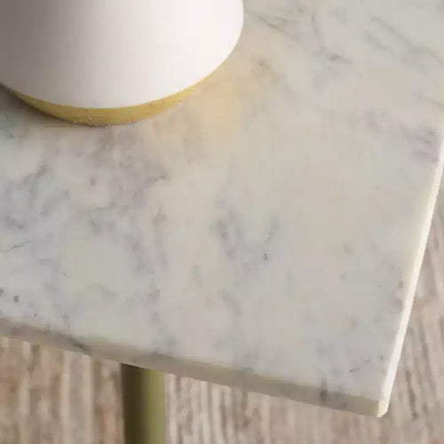 Table d'appoint Albertelli avec plateau en marbre - SFV6807 - Vert olive/Blanc - Safavieh Couture