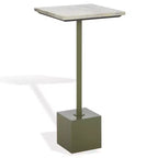 Table d'appoint Albertelli avec plateau en marbre - SFV6807 - Vert olive/Blanc - Safavieh Couture