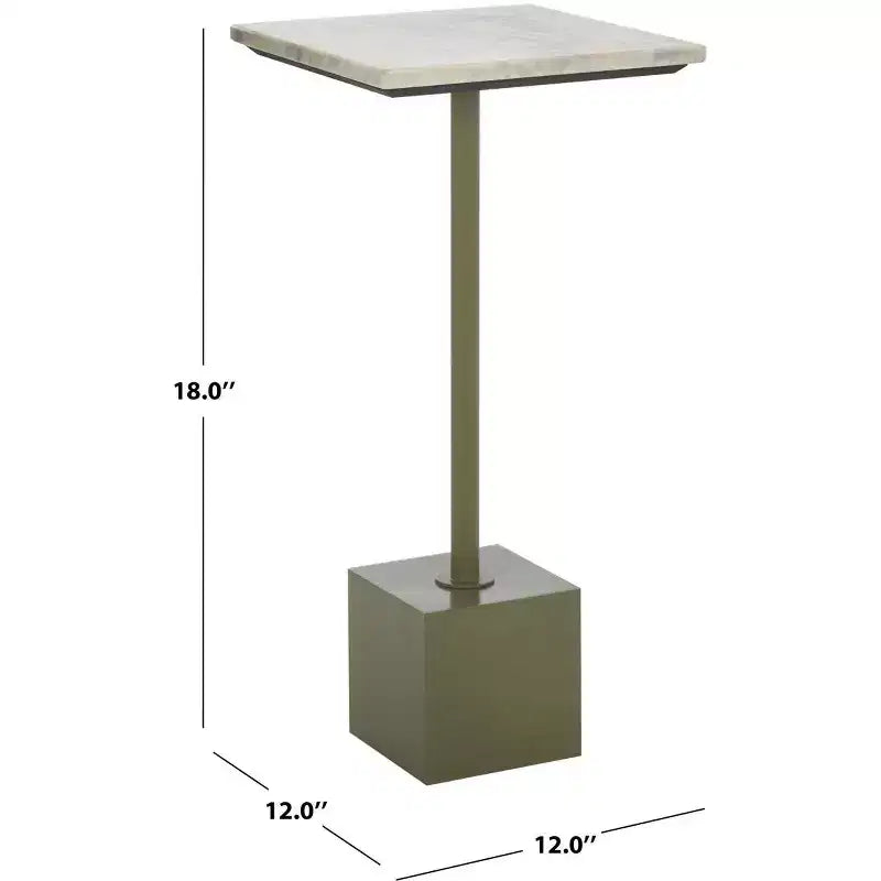 Table d'appoint Albertelli avec plateau en marbre - SFV6807 - Vert olive/Blanc - Safavieh Couture