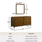 Commode 6 tiroirs en bois Eldren de Roundhill Furniture avec miroir, finition noyer