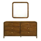 Commode 6 tiroirs en bois Eldren de Roundhill Furniture avec miroir, finition noyer