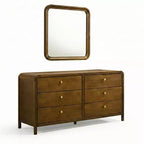 Commode 6 tiroirs en bois Eldren de Roundhill Furniture avec miroir, finition noyer