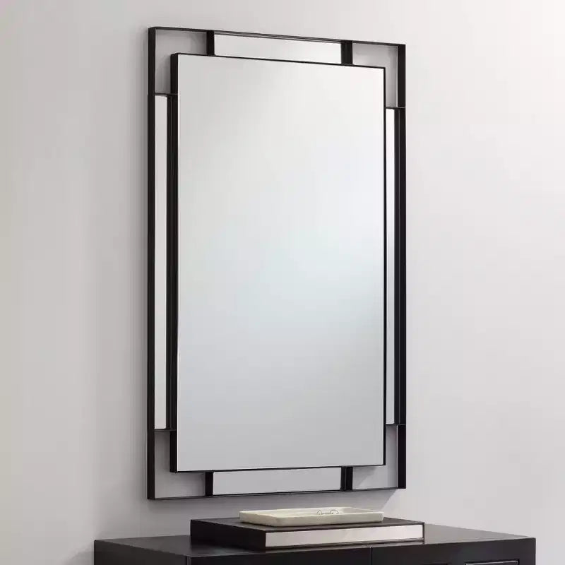 Uttermost Stellan, Lot de 2 miroirs muraux rectangulaires noirs de 24 1/2 x 38