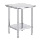Stainless Steel Prep Table, 24 x 24 x 31 Inch, 700 lbs Load Capacity Heavy Duty Metal Worktable with Adjustable Height