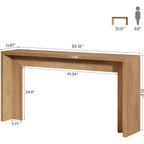 Table console de ferme Lantine de 55 pouces : en bois, avec rangement, design long et étroit. Convient pour le salon, l'entrée, le couloir. Couleur marron clair.