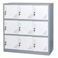VEVOR 9 Doors Metal Locker, Lockable Steel Storage Cabinet, 66 lbs Loading Capacity, 3 Tiers Employee Lockers, 35.4 x 17.7 x 37 in, Gray