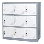VEVOR 9 Doors Metal Locker, Lockable Steel Storage Cabinet, 66 lbs Loading Capacity, 3 Tiers Employee Lockers, 35.4 x 17.7 x 37 in, Gray