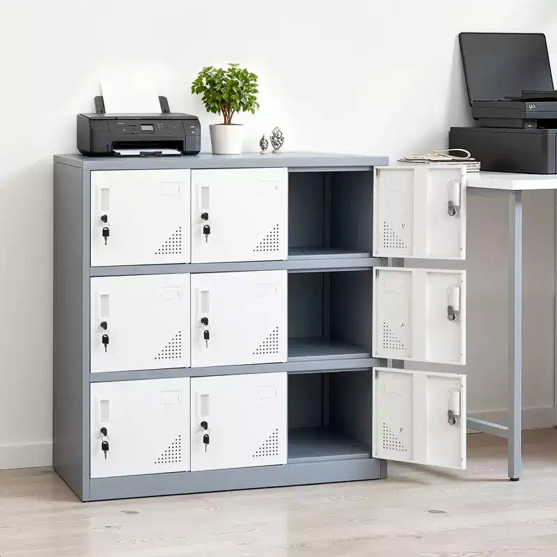 Casier métallique VEVOR à 9 portes, armoire de rangement verrouillable en acier, capacité de charge de 30 kg, casiers pour employés à 3 niveaux, 89,9 x 45 x 94 cm, gris