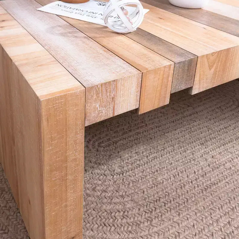 GDFStudio Deidre Table Basse Rectangulaire Moderne Rustique en Bois avec Design à Lattes
