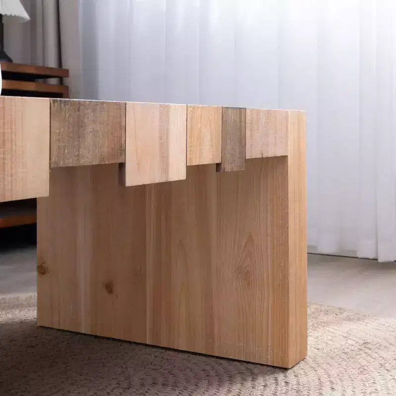 GDFStudio Deidre Table Basse Rectangulaire Moderne Rustique en Bois avec Design à Lattes