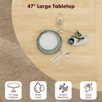 Table de salle à manger ronde de 47 po pour 4 personnes, table de cuisine avec étagère de rangement à 2 niveaux et porte coulissante en bois pour salle à manger ou salon