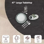 Table de salle à manger ronde de 47 po pour 4 personnes, table de cuisine avec étagère de rangement à 2 niveaux et porte coulissante en bois pour salle à manger ou salon