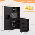 Bureau d'angle en L MooxvMoo en bois avec lumières LED, tiroirs et étagère, table d'ordinateur d'angle moderne pour bureau à domicile et jeux, Noir