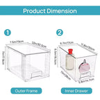 Vtopmart Lot de 6 tiroirs de rangement empilables en acrylique transparent, pour salle de bain, sous l'évier, armoires de cuisine, garde-manger et coiffeuse