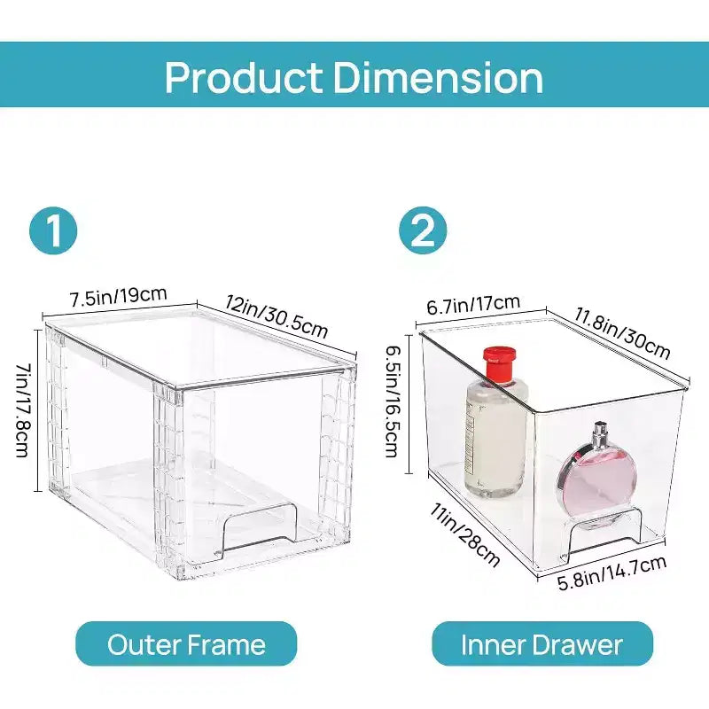 Vtopmart Lot de 6 tiroirs de rangement empilables en acrylique transparent, pour salle de bain, sous l'évier, armoires de cuisine, garde-manger et coiffeuse