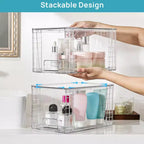 Vtopmart Lot de 6 tiroirs de rangement empilables en acrylique transparent, pour salle de bain, sous l'évier, armoires de cuisine, garde-manger et coiffeuse