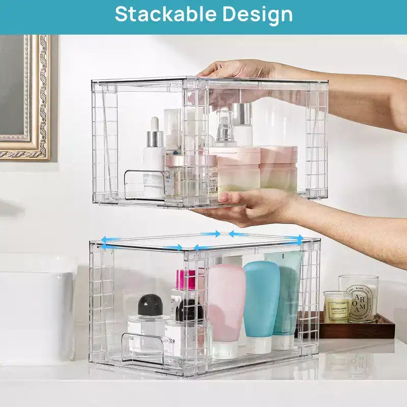 Vtopmart Lot de 6 tiroirs de rangement empilables en acrylique transparent, pour salle de bain, sous l'évier, armoires de cuisine, garde-manger et coiffeuse
