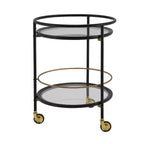 Christopher Knight Home Vincent Chariot de bar rond moderne avec étagères en verre trempé et 4 roulettes