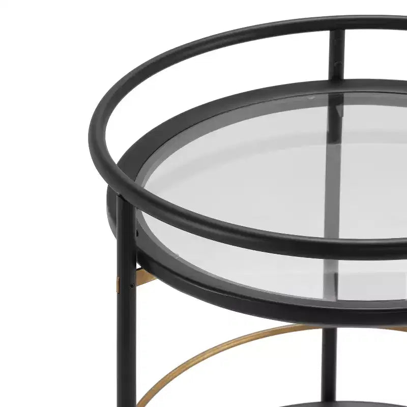 Christopher Knight Home Vincent Chariot de bar rond moderne avec étagères en verre trempé et 4 roulettes