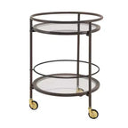 Christopher Knight Home Vincent Chariot de bar rond moderne avec étagères en verre trempé et 4 roulettes