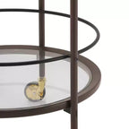 Christopher Knight Home Vincent Chariot de bar rond moderne avec étagères en verre trempé et 4 roulettes